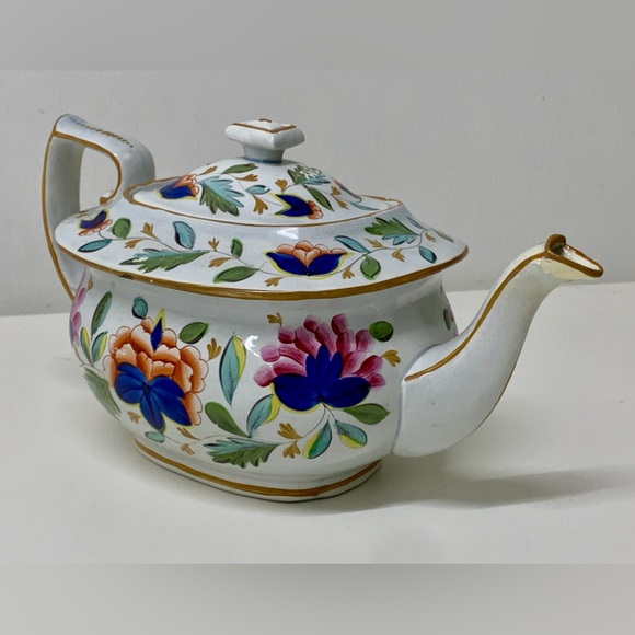 19th Century Antique Gaudy Dutch Grape Pattern Hand Painted Teapot - Picture 7 of 16